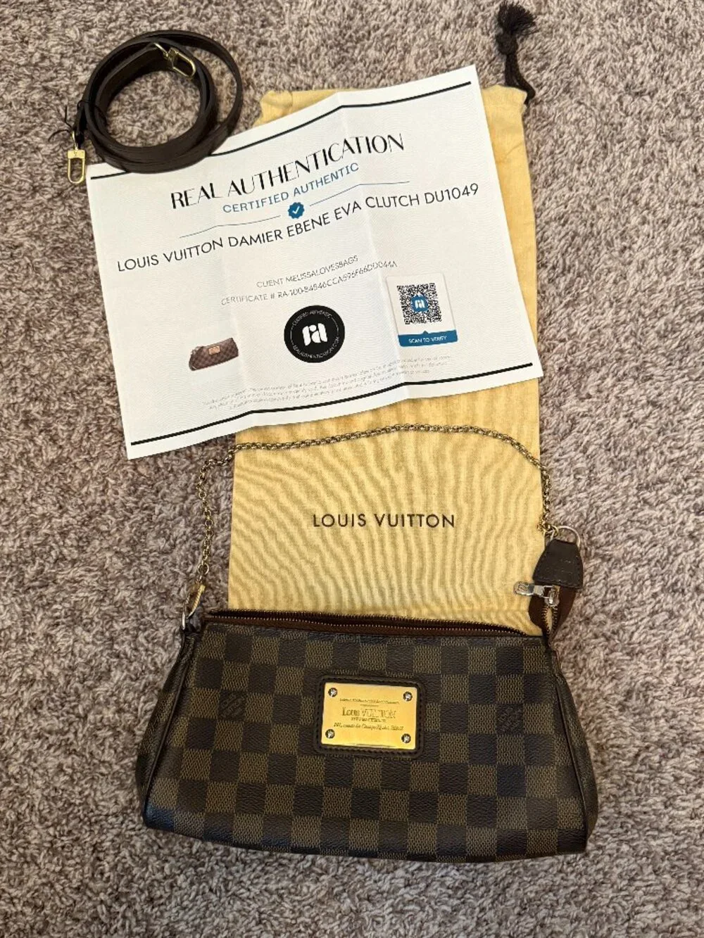 LOUIS VUITTON Damier Ebene Eva Cross body / Shoulder Bag DU1049